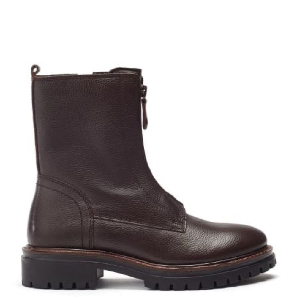 Brown Leather Ankle Boots with Elastic Panels